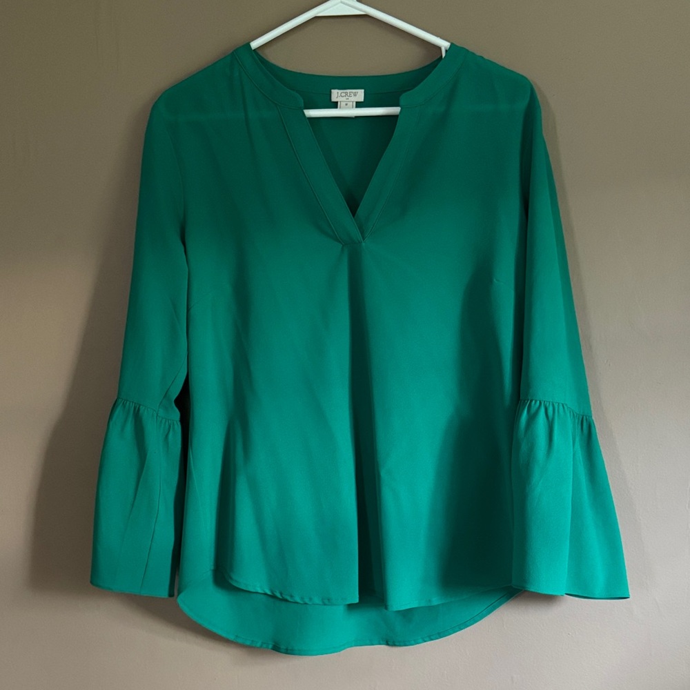 Green V-Neck Blouse